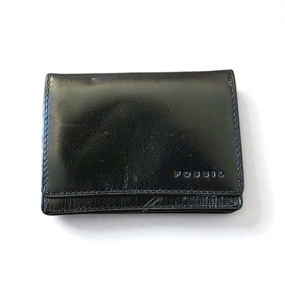 Fossil Men's Cason Gusseted Slim Card Case Front Pocket Black NWT - Picture 1 of 13